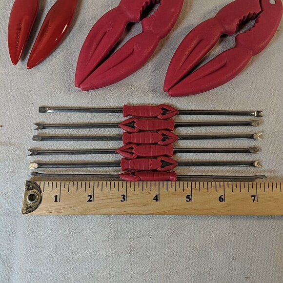 Red Lobster Claw Cracker Pick Fork Lot Set Plastic Metal Tool Seafood Nut Crab - Picture 10 of 11